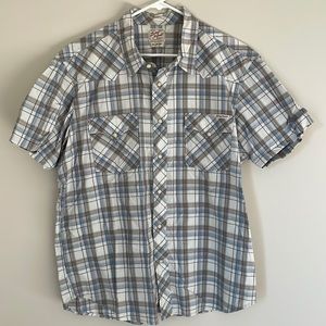 Vintage lucky brand snap front shirt, size extra large